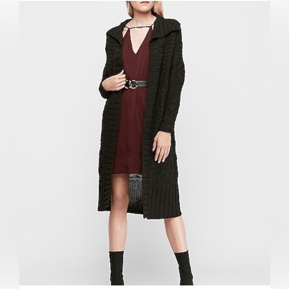 Express Sweaters - Express Long sleeve Cable Knit Chunky Duster Charcoal Size Medium